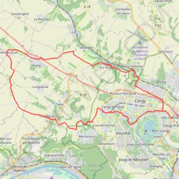 Itinéraire Condécourt - Théméricourt, distance, dénivelé, altitude, carte, profil, trace GPS