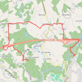 Itinéraire Saint-Junien la Glane et le site Corot, distance, dénivelé, altitude, carte, profil, trace GPS