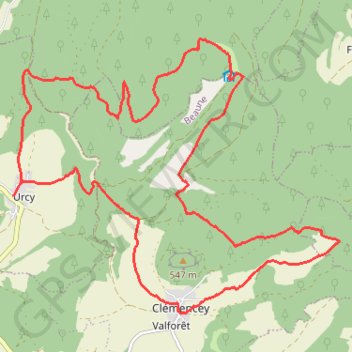 Itinéraire Les environs d'Urcy, distance, dénivelé, altitude, carte, profil, trace GPS