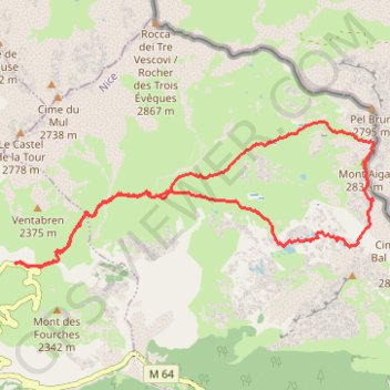 Itinéraire Mont Aiga - Lacs Morgon, distance, dénivelé, altitude, carte, profil, trace GPS