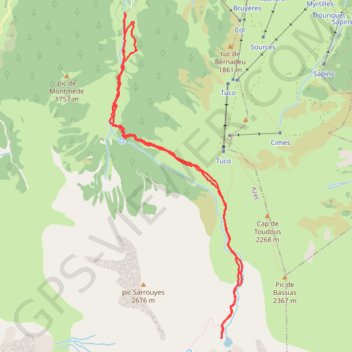 Itinéraire Saint Lary Max Azet Lac de Sarrouyes, distance, dénivelé, altitude, carte, profil, trace GPS