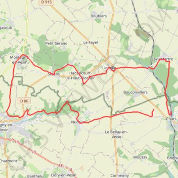 Itinéraire Chars-Magny-Chars, distance, dénivelé, altitude, carte, profil, trace GPS