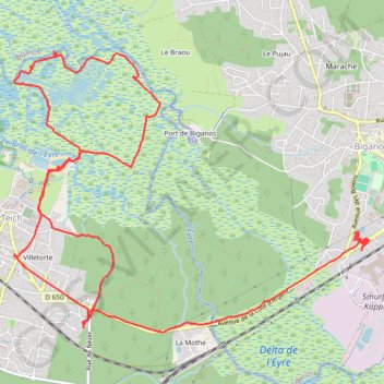 Itinéraire Tour du bassin d'Arcachon à pied jour 3, distance, dénivelé, altitude, carte, profil, trace GPS