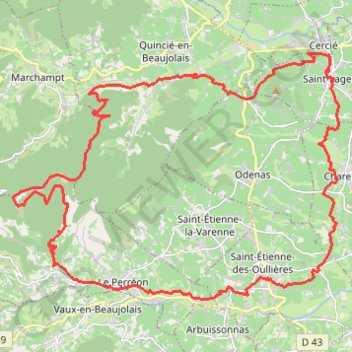 Itinéraire Trans Beaujolais - Le Perréon, distance, dénivelé, altitude, carte, profil, trace GPS