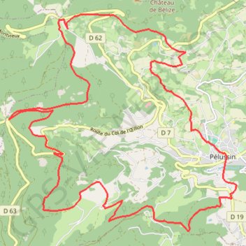 Itinéraire Pélussin, distance, dénivelé, altitude, carte, profil, trace GPS