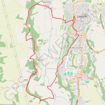 Itinéraire Langres voies romaines, distance, dénivelé, altitude, carte, profil, trace GPS
