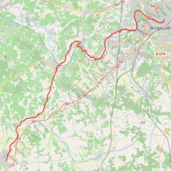 Itinéraire EV3 France 35, Angoulême - Barbezieux-Saint-Hilaire, distance, dénivelé, altitude, carte, profil, trace GPS