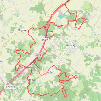 Itinéraire Fenioux_35Km, distance, dénivelé, altitude, carte, profil, trace GPS