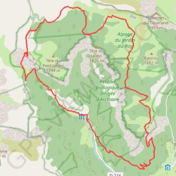 Itinéraire Cirque d'archiane, distance, dénivelé, altitude, carte, profil, trace GPS