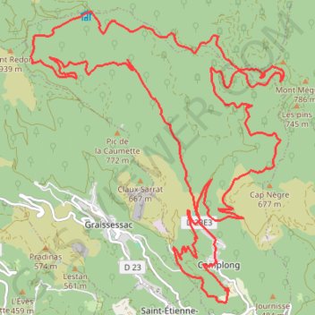 Itinéraire Rando Camplong, distance, dénivelé, altitude, carte, profil, trace GPS