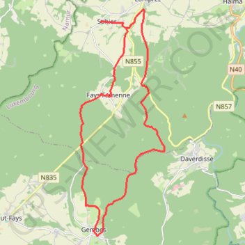 Itinéraire Trail Planner Map (rando a faire ) sohier ,belgique, distance, dénivelé, altitude, carte, profil, trace GPS
