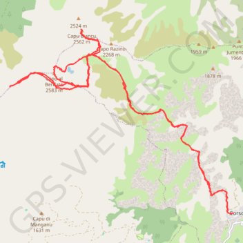 Itinéraire Verdatu et Biancu, distance, dénivelé, altitude, carte, profil, trace GPS