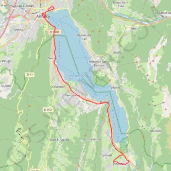 Itinéraire Marathon international du Lac d'Annecy, distance, dénivelé, altitude, carte, profil, trace GPS