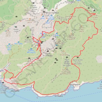 Itinéraire Callelongue Sommet Marseilleveyre Pas de la demi-lune, distance, dénivelé, altitude, carte, profil, trace GPS