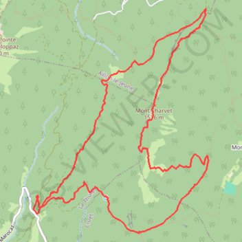 Itinéraire MONT CHARVET - CHALETS DUCREY - PRE RAVIER - COL DE MAROCAZ, distance, dénivelé, altitude, carte, profil, trace GPS
