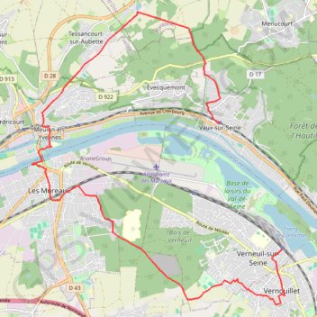 Itinéraire De Vernouillet à Vaux-sur-Seine, distance, dénivelé, altitude, carte, profil, trace GPS