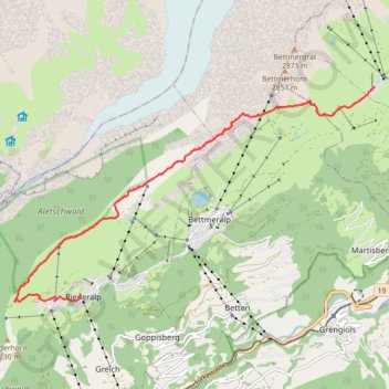 Itinéraire Glacier d'Aletsch, distance, dénivelé, altitude, carte, profil, trace GPS