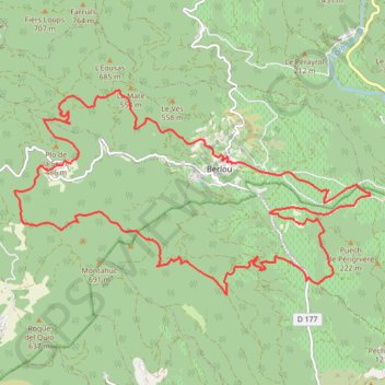 Itinéraire Berlou, distance, dénivelé, altitude, carte, profil, trace GPS