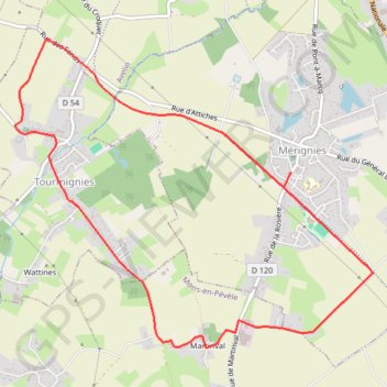 Itinéraire Circuit de la plaine de Pévèle, distance, dénivelé, altitude, carte, profil, trace GPS