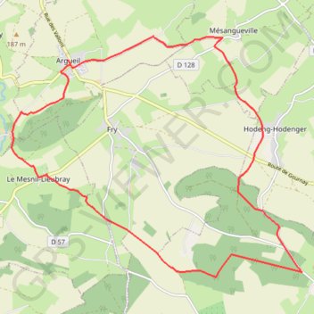 Itinéraire Autour d'Argueil, distance, dénivelé, altitude, carte, profil, trace GPS