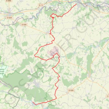 Itinéraire Nonancourt-Fontaine Simon 61km, distance, dénivelé, altitude, carte, profil, trace GPS