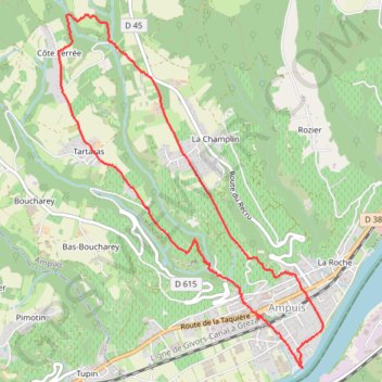 Itinéraire Ampuis Rando du, distance, dénivelé, altitude, carte, profil, trace GPS
