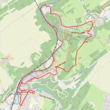 Itinéraire Au gré de mes pas - alentours Bomal - Belgique, distance, dénivelé, altitude, carte, profil, trace GPS