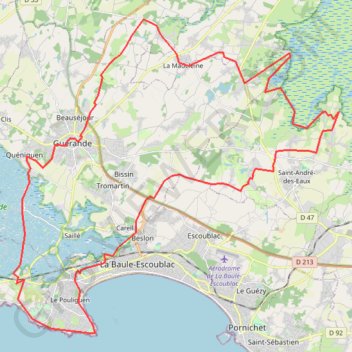 Itinéraire Guérande, distance, dénivelé, altitude, carte, profil, trace GPS