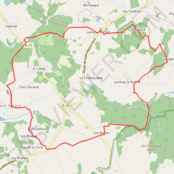 Itinéraire Circuit du Duveix - Saint-Méard, distance, dénivelé, altitude, carte, profil, trace GPS