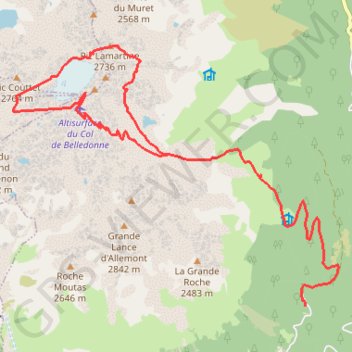 Itinéraire Pic de Belledonne Grand tour horaire (Belledonne), distance, dénivelé, altitude, carte, profil, trace GPS