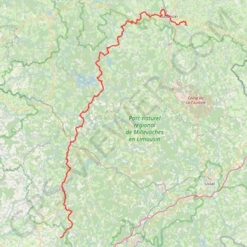 Itinéraire GR46 De Saint-Pardoux-le-Neuf (Creuse) à La Méchaussie (Corrèze), distance, dénivelé, altitude, carte, profil, trace GPS
