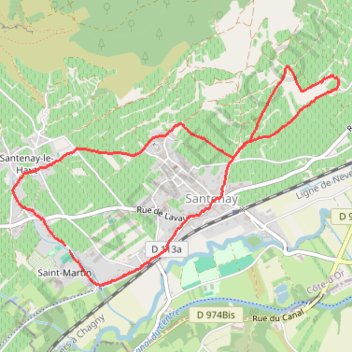 Itinéraire Santenay - Le Moulin SORINE, distance, dénivelé, altitude, carte, profil, trace GPS