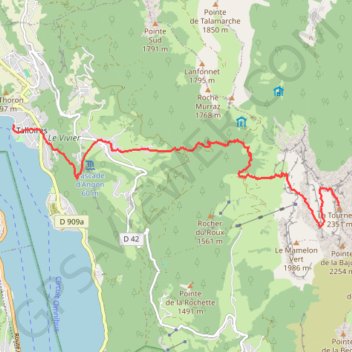 Itinéraire Montée de la Tournette depuis le Lac d'Annecy, distance, dénivelé, altitude, carte, profil, trace GPS