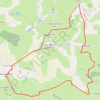 Itinéraire Chambérat Palière, distance, dénivelé, altitude, carte, profil, trace GPS