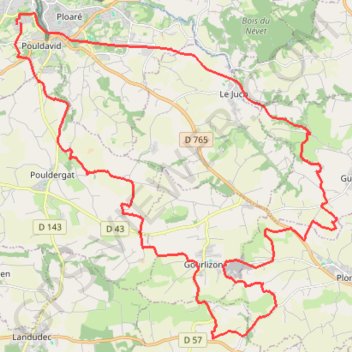 Itinéraire Gourlizon, distance, dénivelé, altitude, carte, profil, trace GPS
