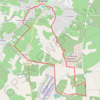 Itinéraire Chêne de Montesquieu - Léognan, distance, dénivelé, altitude, carte, profil, trace GPS