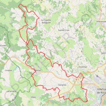 Itinéraire Un circuit des Givrés à Villefranche-de-Rouergue, distance, dénivelé, altitude, carte, profil, trace GPS