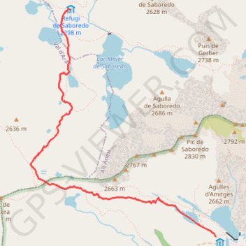 Itinéraire Encantats - Amitges-Saboredo, distance, dénivelé, altitude, carte, profil, trace GPS