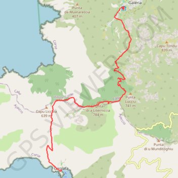 Itinéraire Girolata - Galeria, distance, dénivelé, altitude, carte, profil, trace GPS