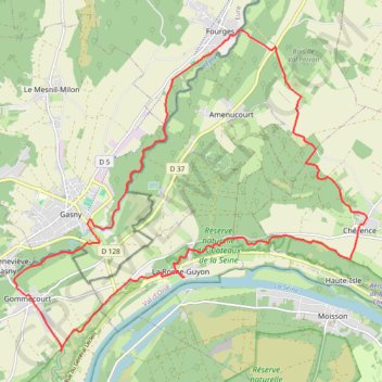 Itinéraire Entre la réserve naturelle des coteaux de la Seine et l'Epte, distance, dénivelé, altitude, carte, profil, trace GPS