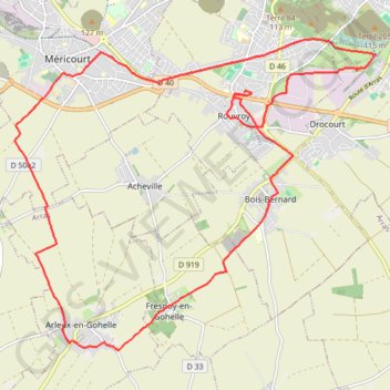 Itinéraire 62-347, distance, dénivelé, altitude, carte, profil, trace GPS