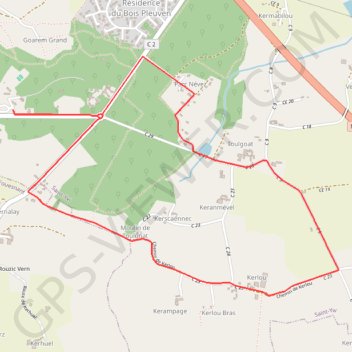 Itinéraire Saint-Yvi, distance, dénivelé, altitude, carte, profil, trace GPS