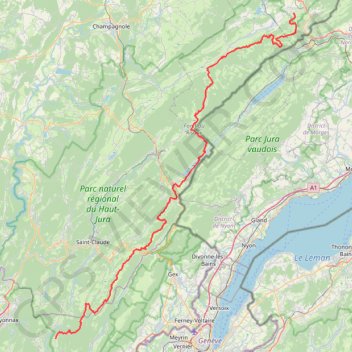 Itinéraire Grande Traversée du Jura (GTJ), distance, dénivelé, altitude, carte, profil, trace GPS