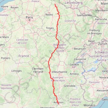 Itinéraire Traversée de la France - De la Belgique à Avignon, distance, dénivelé, altitude, carte, profil, trace GPS