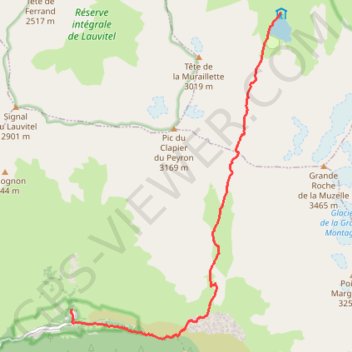 Itinéraire De Valsenestre au refuge de La Muzelle, distance, dénivelé, altitude, carte, profil, trace GPS