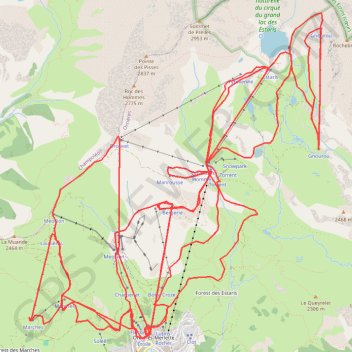 Itinéraire Ski Alpin Orcière Merlette, distance, dénivelé, altitude, carte, profil, trace GPS