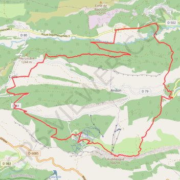 Itinéraire L'Audibergue, en boucle par Thorenc, distance, dénivelé, altitude, carte, profil, trace GPS