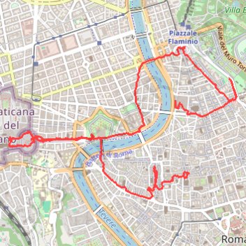 Itinéraire Rome, Vatican, places et fontaines, distance, dénivelé, altitude, carte, profil, trace GPS