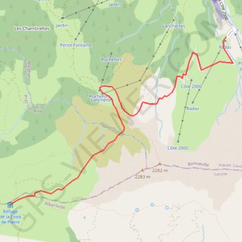 Itinéraire De la Cote au refuge de la croix de pierre, distance, dénivelé, altitude, carte, profil, trace GPS