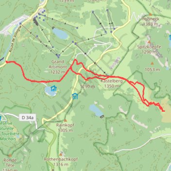 Itinéraire Koepflé AR depuis pont de Blanchemer, distance, dénivelé, altitude, carte, profil, trace GPS